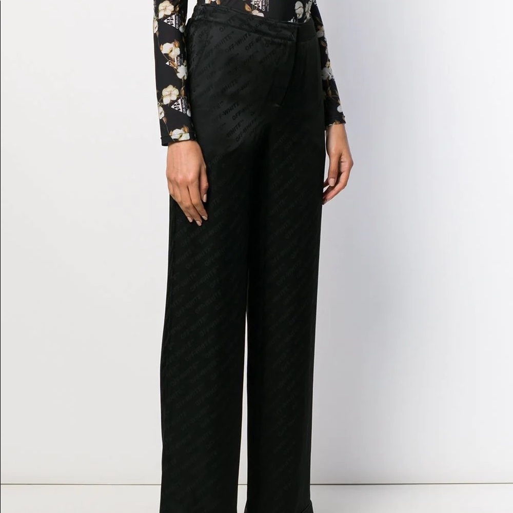 OFF-WHITE - Black Logo Jacquard Trousers